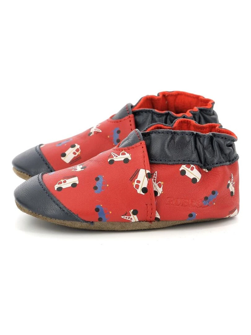 Chaussons Cuir Super Cars   Rouge
