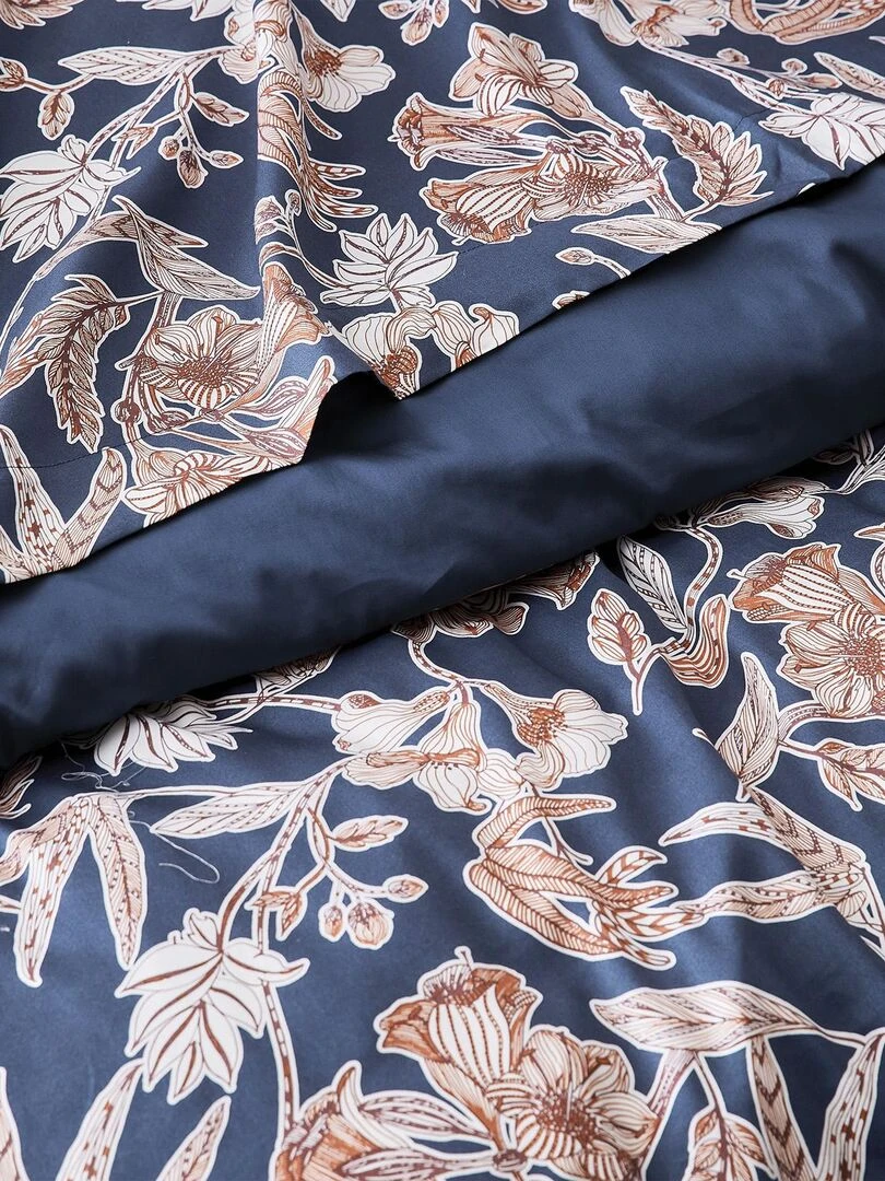 Housse de couette en satin Botanic Bleu marine