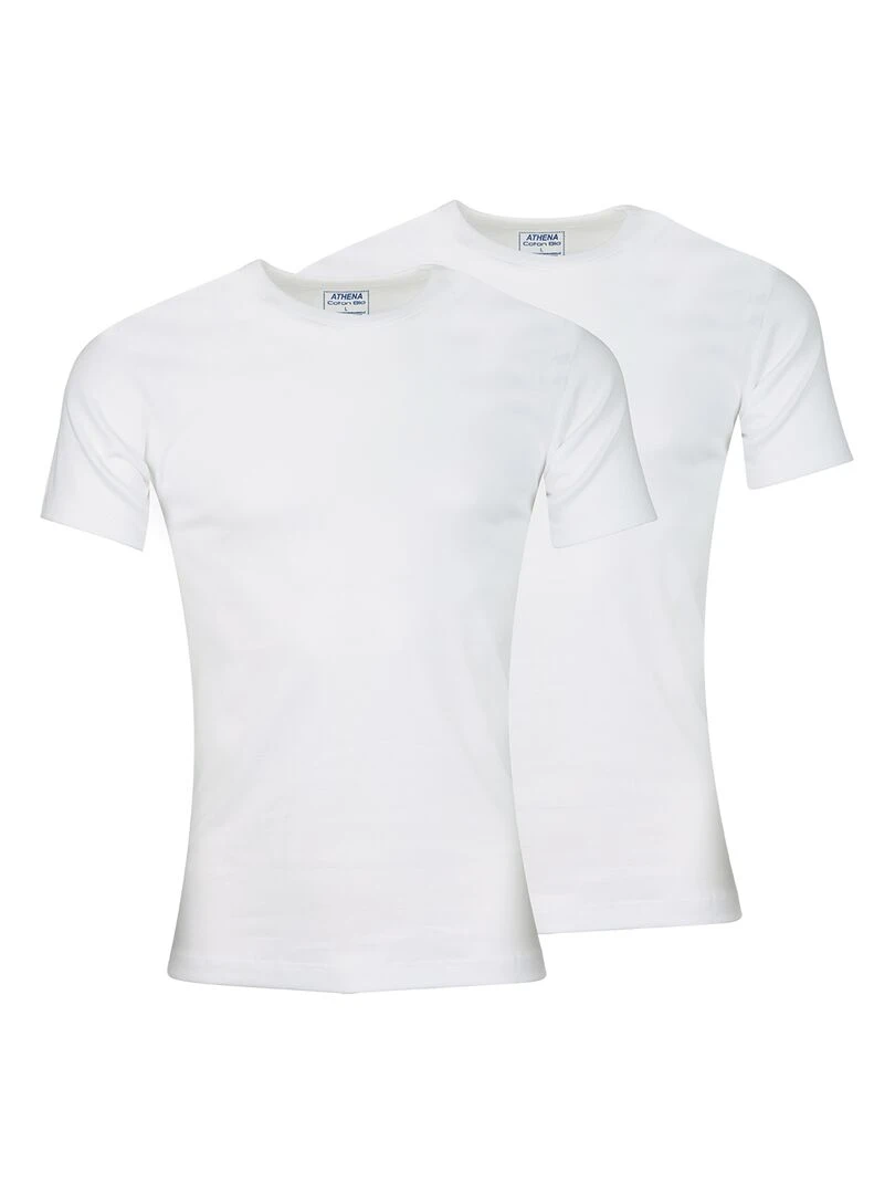 Lot de 2 tee shirts col rond homme Coton Bio Blanc