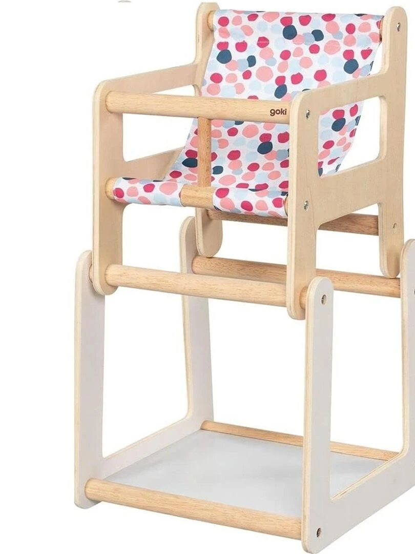 Chaise haute en bois pour poupée avec table 2 en 1 Multicolore