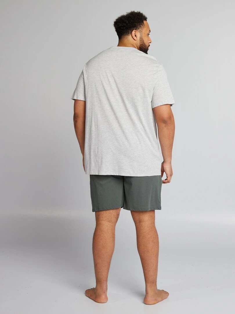 Ensemble pyjama court t shirt + short   2 pièces   Gris