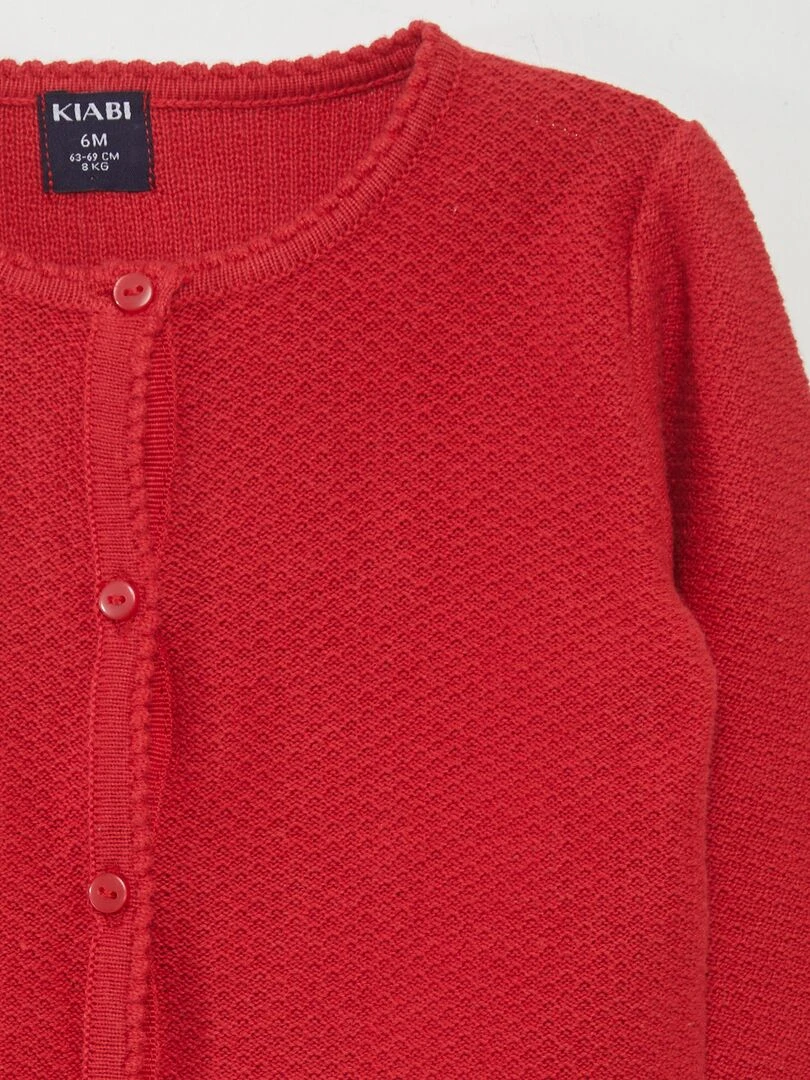 Gilet en maille fantaisie   Rouge
