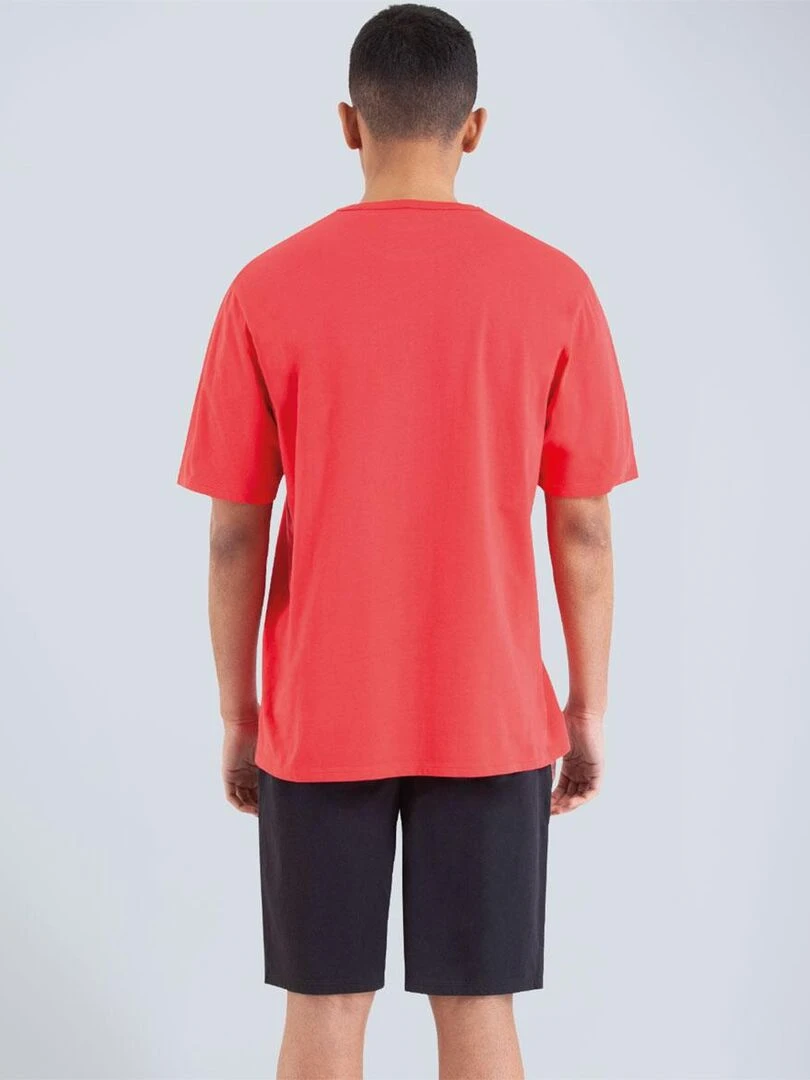 Pyjama court col rond homme Nightwear Noir Rouge