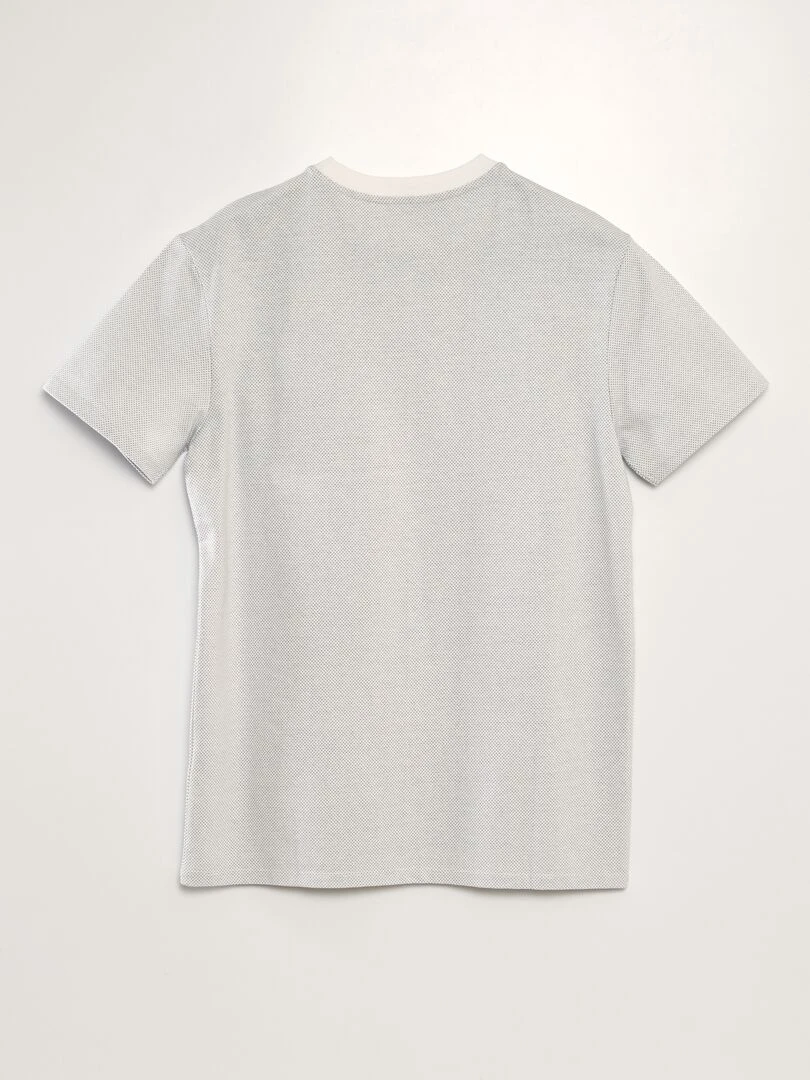 T shirt moucheté à poche poitrine blanc