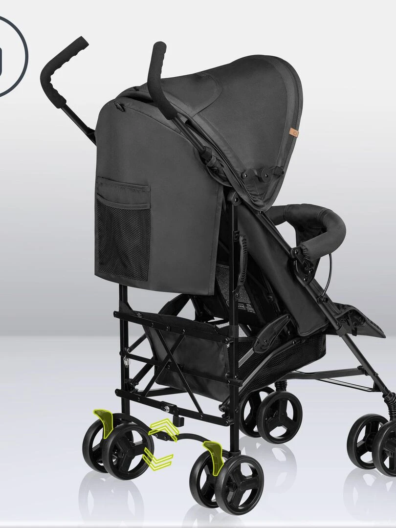 LIONELO Elia   Poussette bébé canne compacte   De 6 à 36 mois   Accessoires inclus   Graphite   Gris Noir