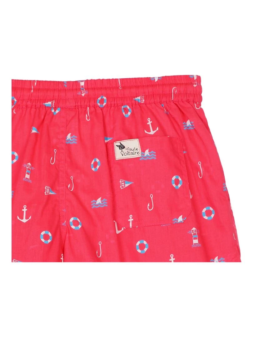 Short de Bain Garçon Rouge Imprimé Marin Bleu Ciel SWIMBOY La Faute à Voltaire Rouge