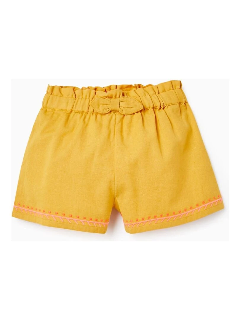 Shorts avec nœud et détails brodés pour bébé fille Jaune