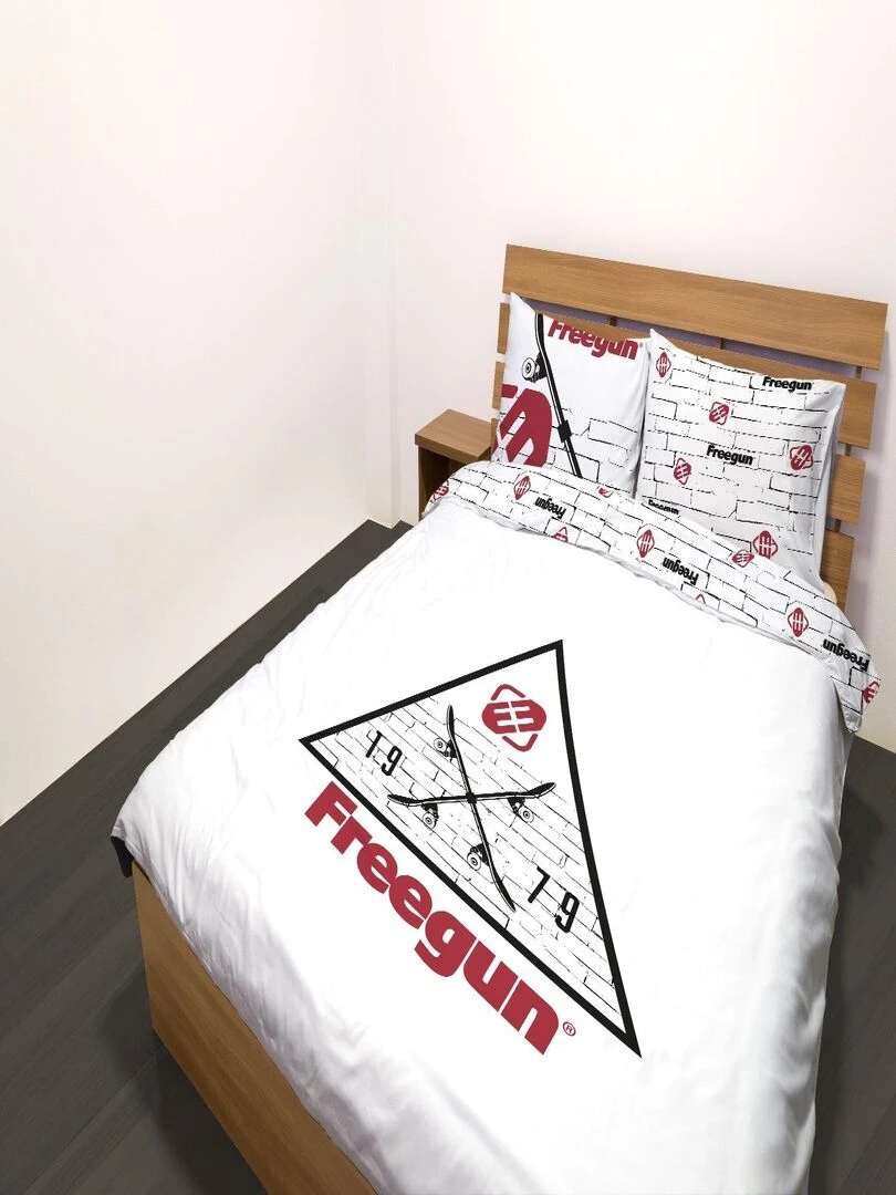 Housse de couette Freegun Skateboard 200x200 cm 100% Coton Blanc