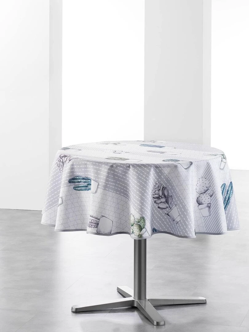 Nappe ronde polyester Modele Cactae 180 cm Blanc