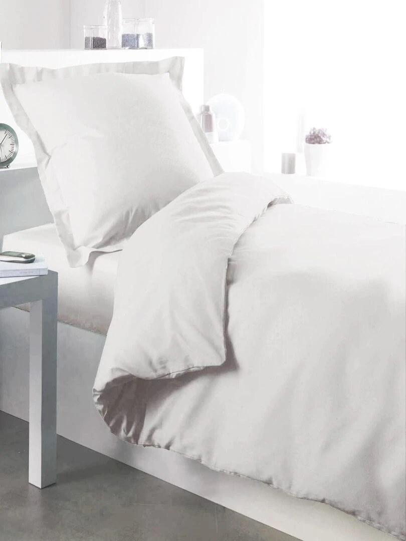 Housse de couette percale 100 % coton 78 fils Blanc