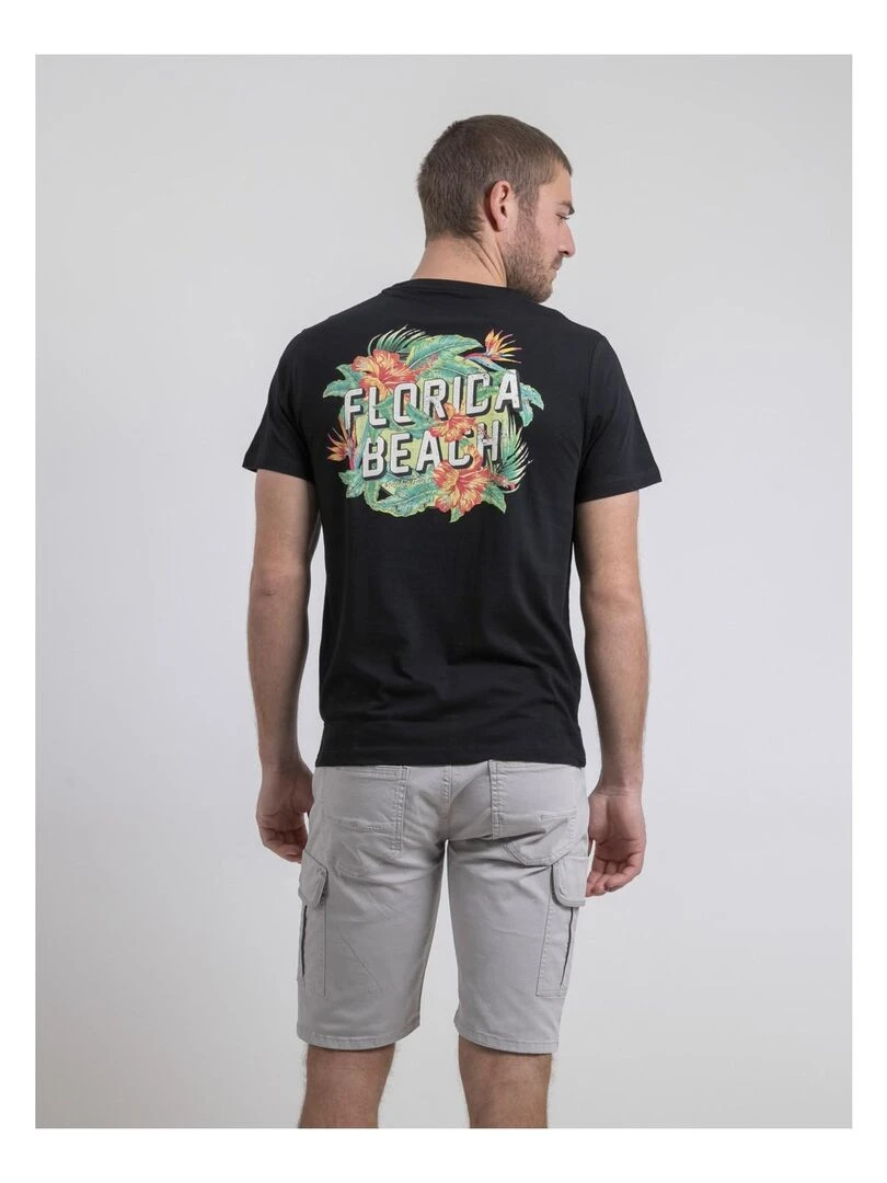 T shirt col rond pur coton NOGOZO Noir