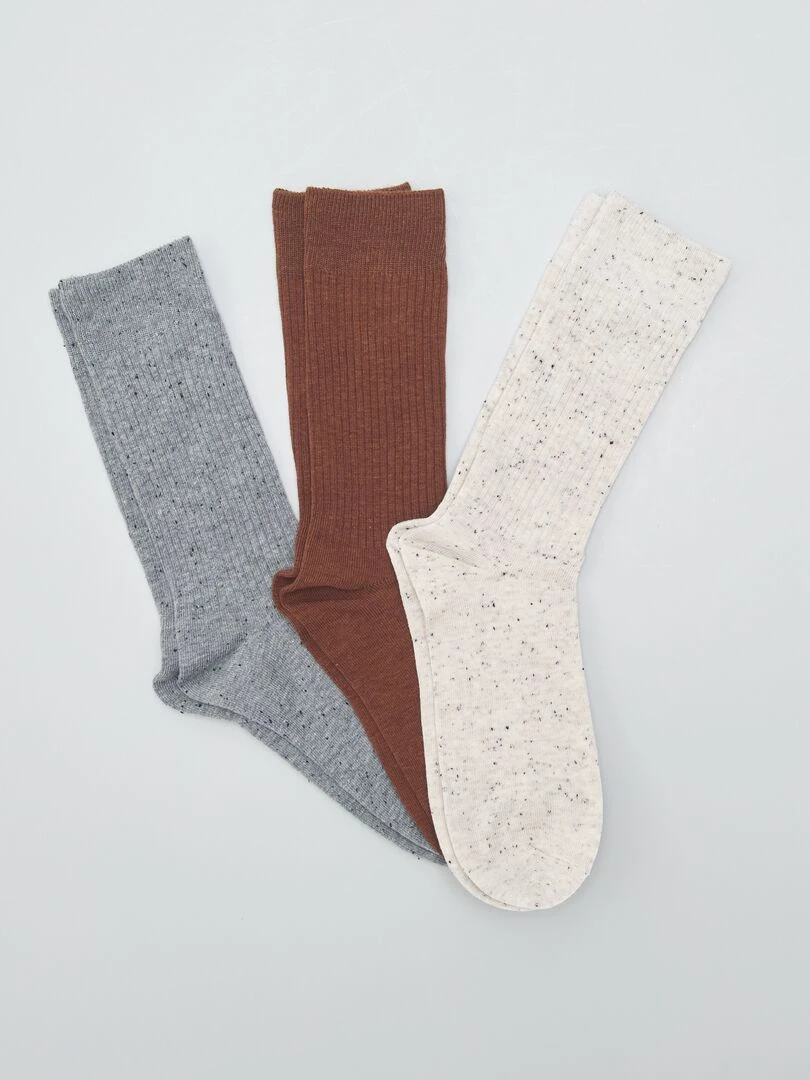 Lot de 3 paires de chaussettes mouchetées Marron/beige/gris