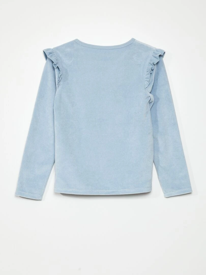 Pyjama long en velours   2 pièces   Bleu