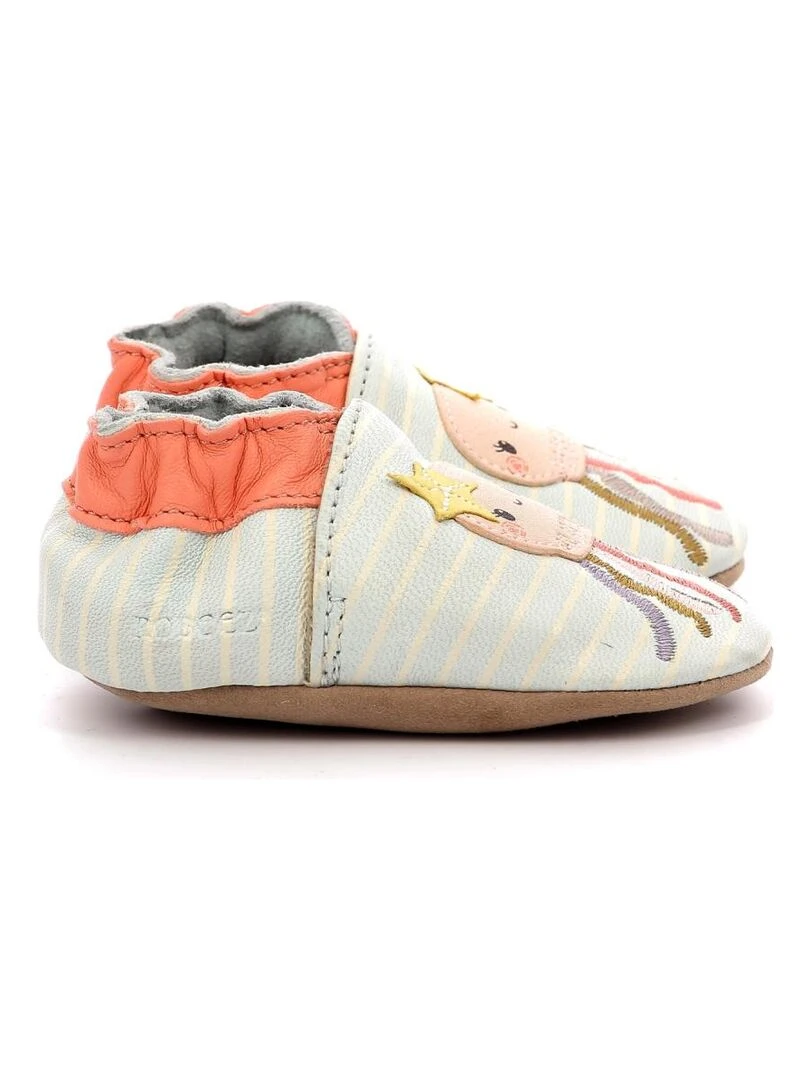 Chaussons Cuir Fun Medusa Bleu