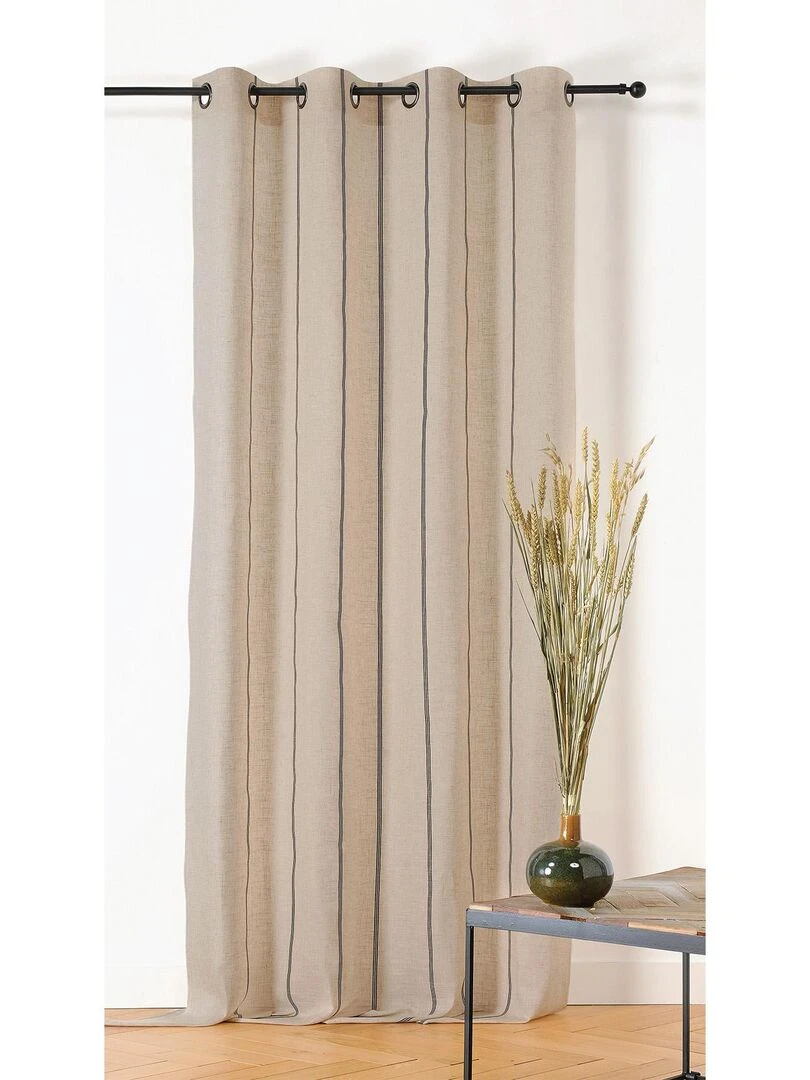 Voilage aux fines rayures noires Beige