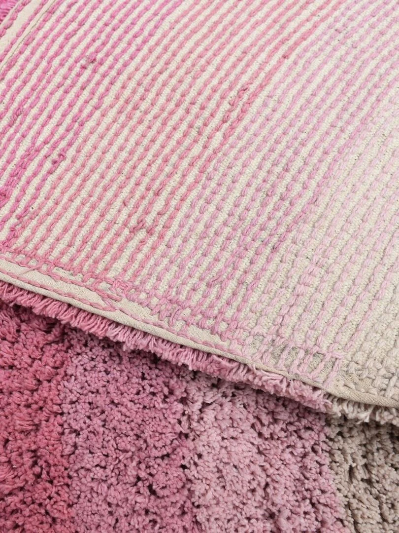 Tapis enfant ARKENSYEL BIO en coton 60x100 Fait main Lavable 30° Care&Fair   Rose