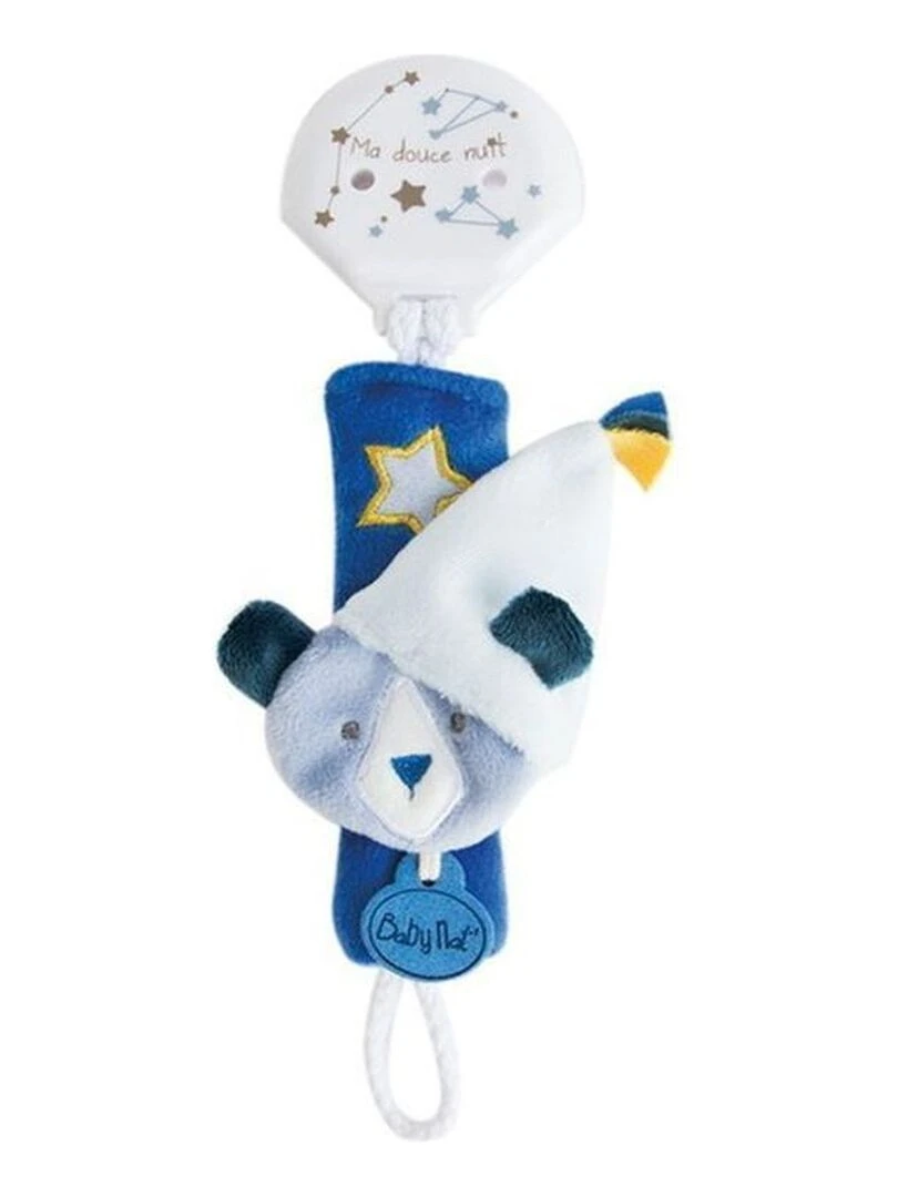 Doudou Babynat Ours Bleu BN0310 Attache Tetine   Les Cometes   Bleu