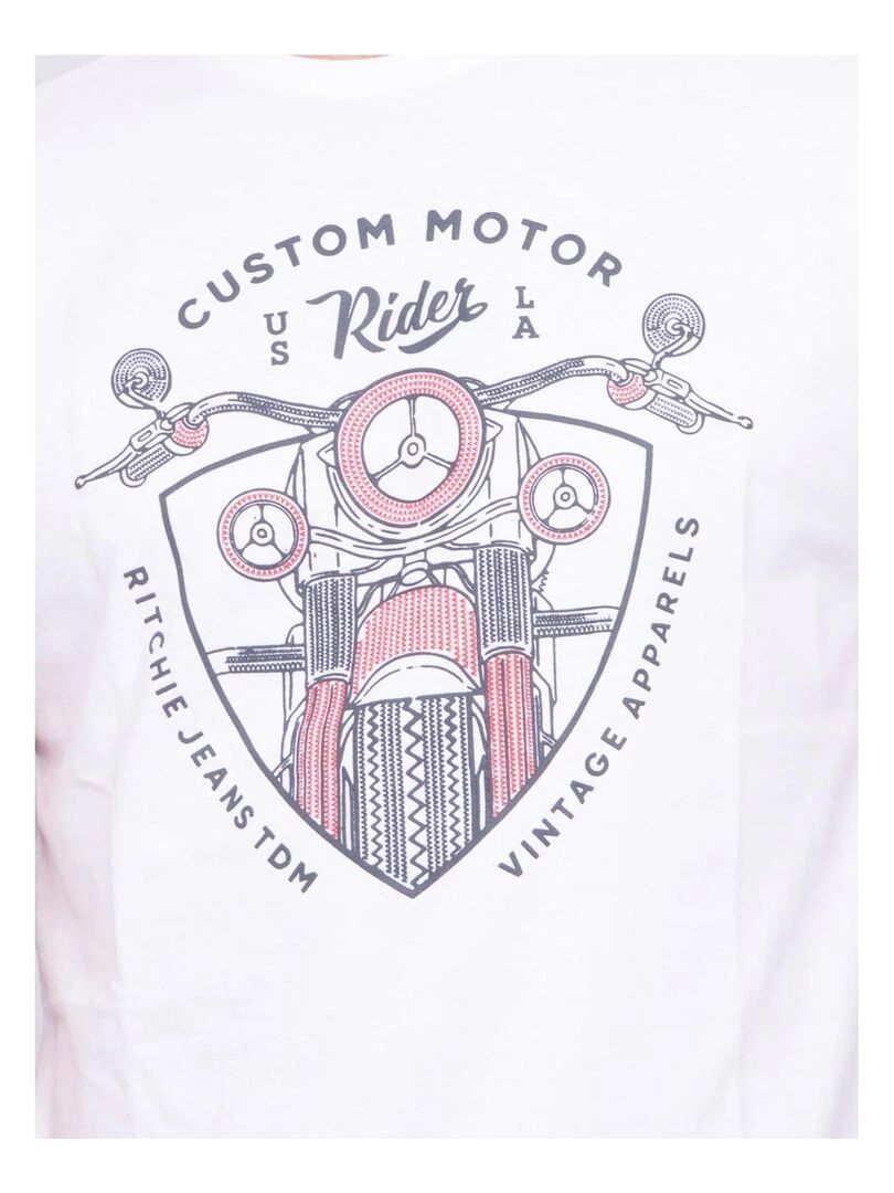 T shirt col rond pur coton NERLIN   Blanc