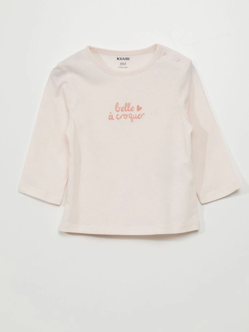 T shirt à manches longues avec imprimé Rose