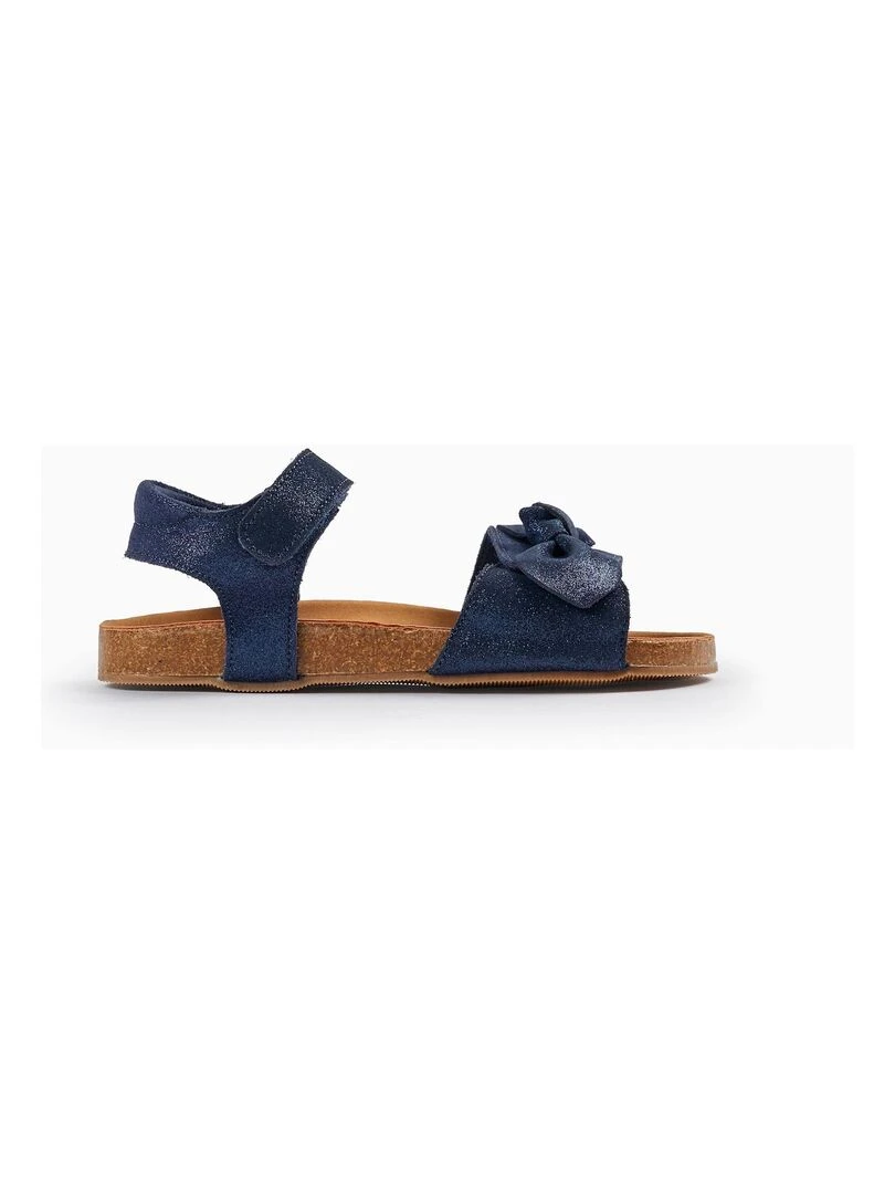 Sandales en cuir avec paillettes et nœud pour fille ATLANTIC COMPANY Bleu foncé