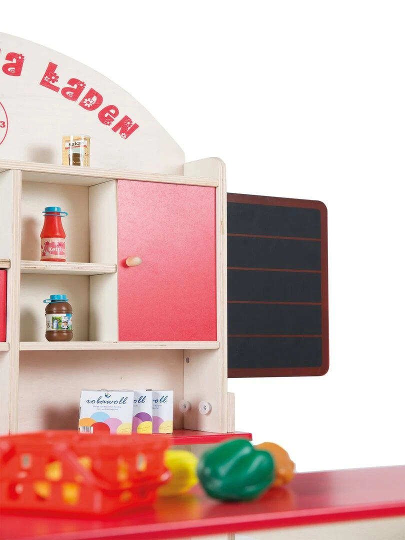 ROBA Marchande "Tante Emma" avec Tableau + Caisse Enregistreuse et Accessoires   Rouge/Naturel   N/A