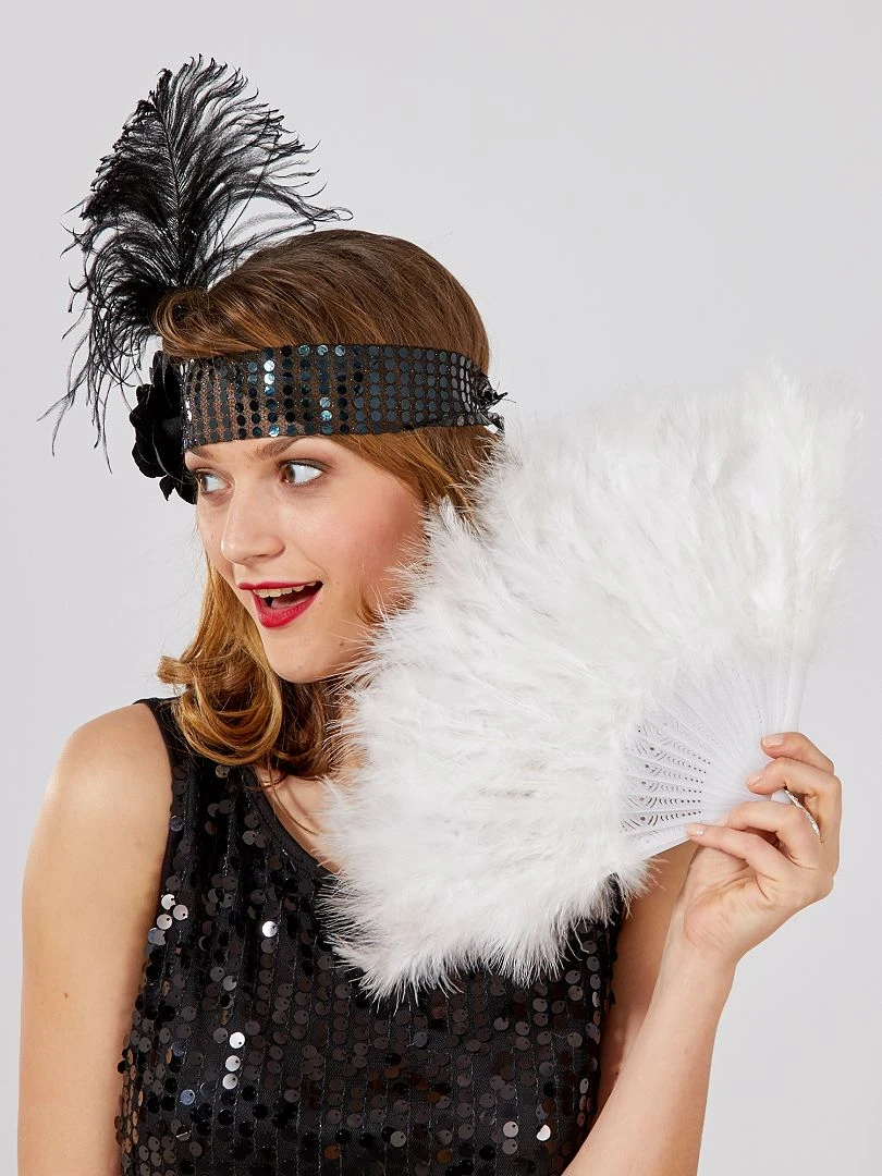 Eventail plume blanc