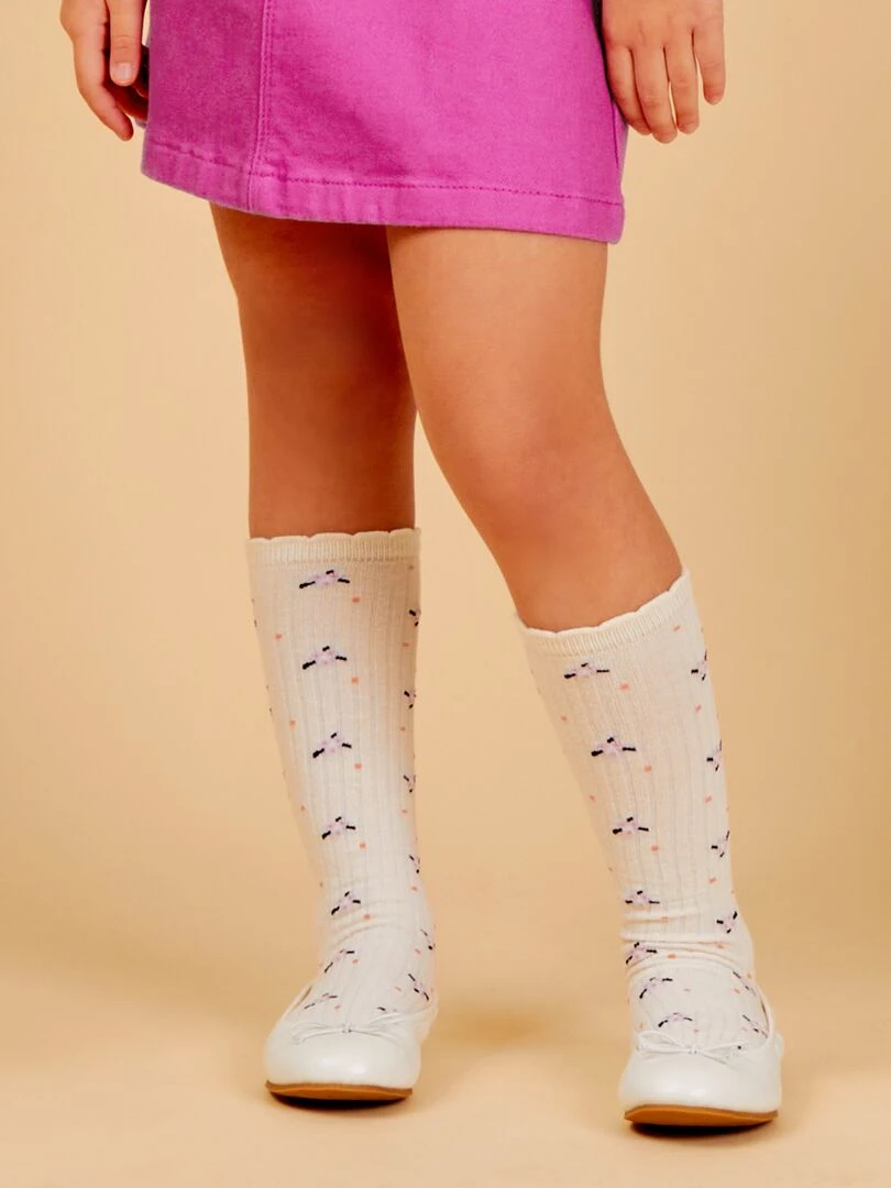 Ballerines avec nœud fantaisie BLANC