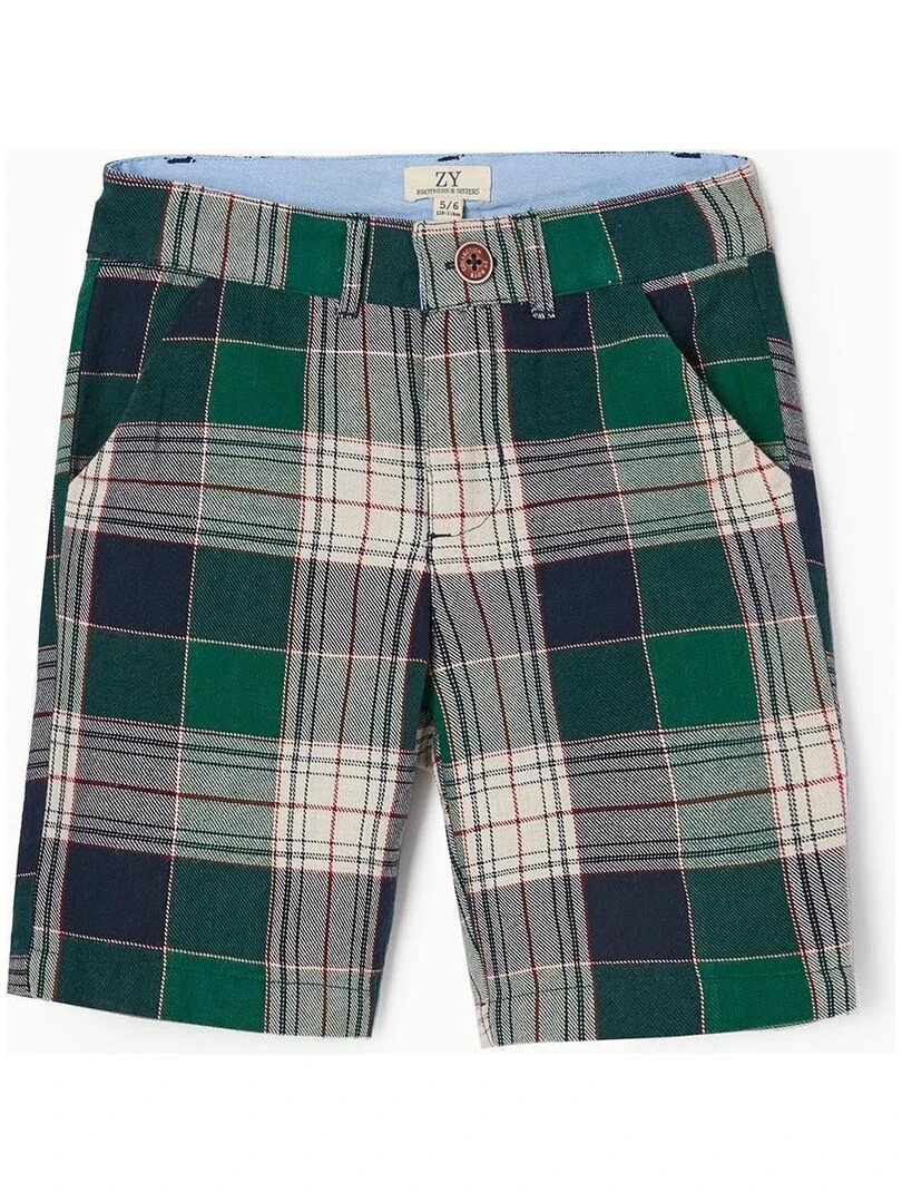 Shorts en coton à carreaux pour garçon 'You&Me' NOËL Vert