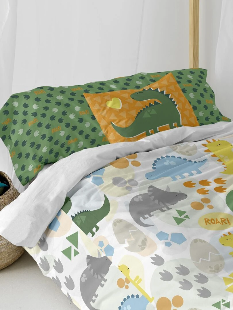 Parure housse de couette 2 pièces Happydino "Happyfriday" Multicolore