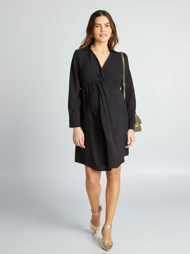 Robe grossesse cintrée et satinée noir