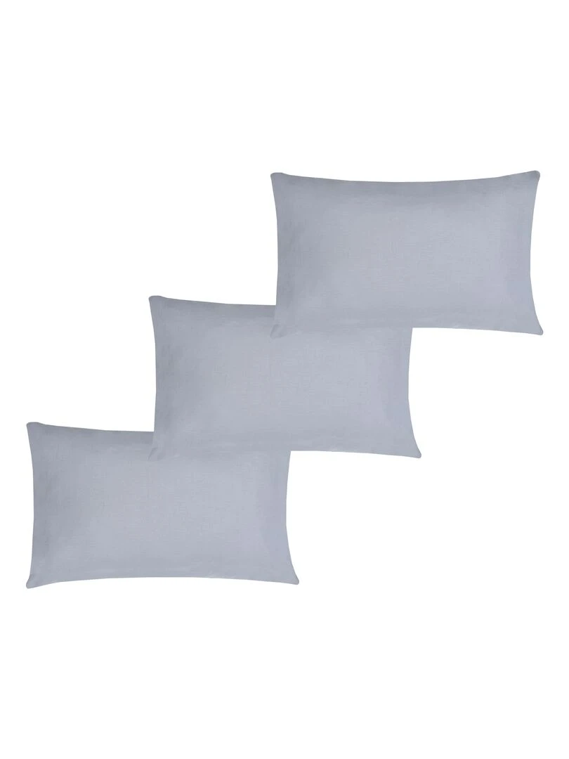 Lot x3 Taies d'oreiller 40x60 cm 100% coton Bio 'Ptit Basile' Gris foncé