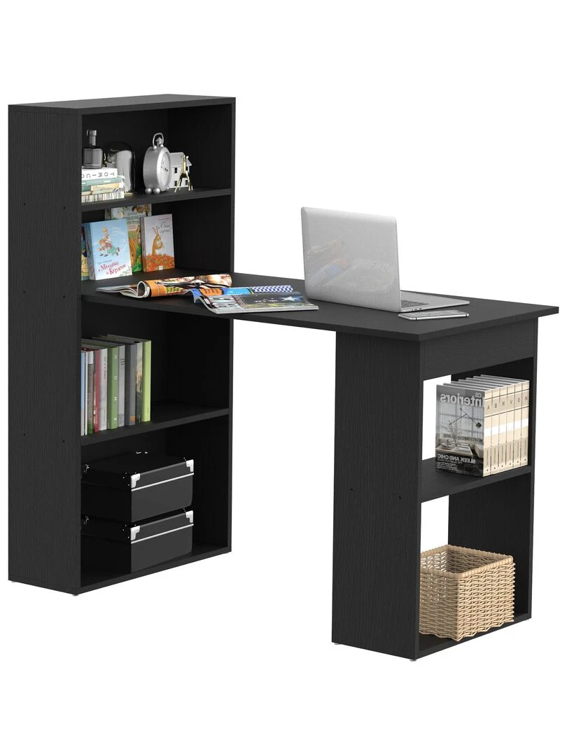 Bureau informatique + bibliothèque 120L x 55l x 120H cm Noir