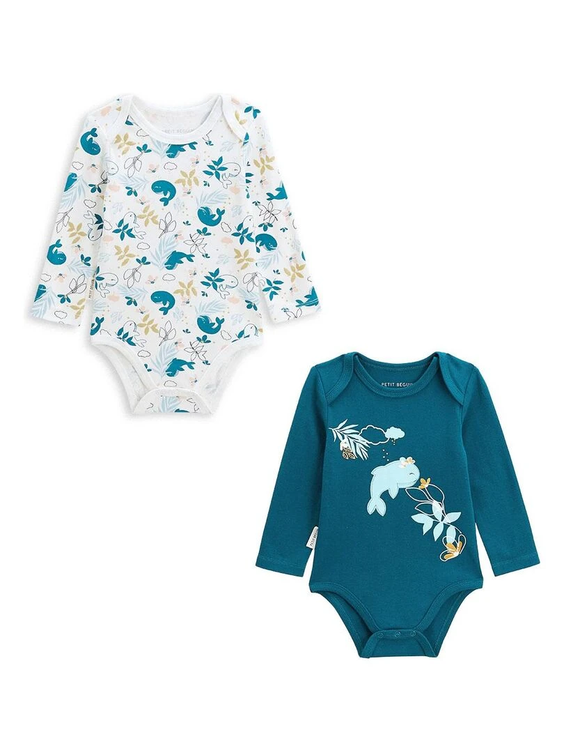 Lot de 2 bodies bébé manches longues Moana Bleu