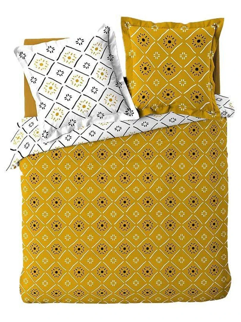 Housse de couette + 2 taies d'oreiller Tahina Jaune