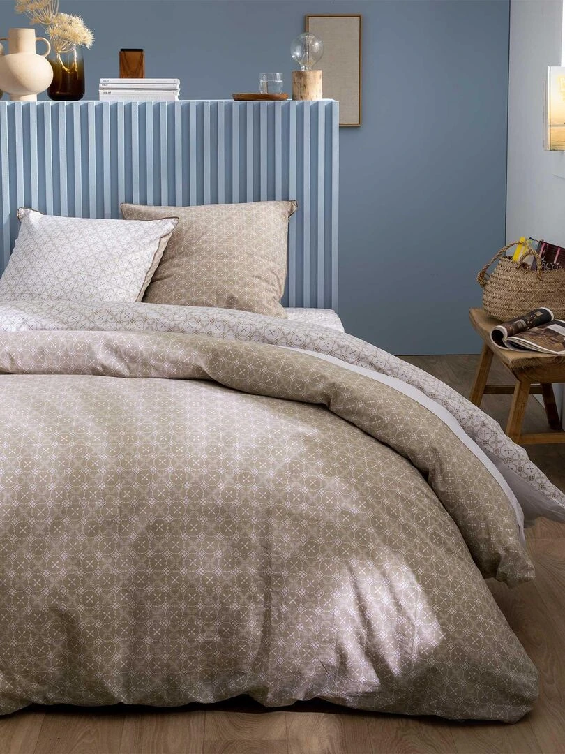 Parure de lit imprimée 100% coton TENDANCE CÉRAMIQUE Beige argile