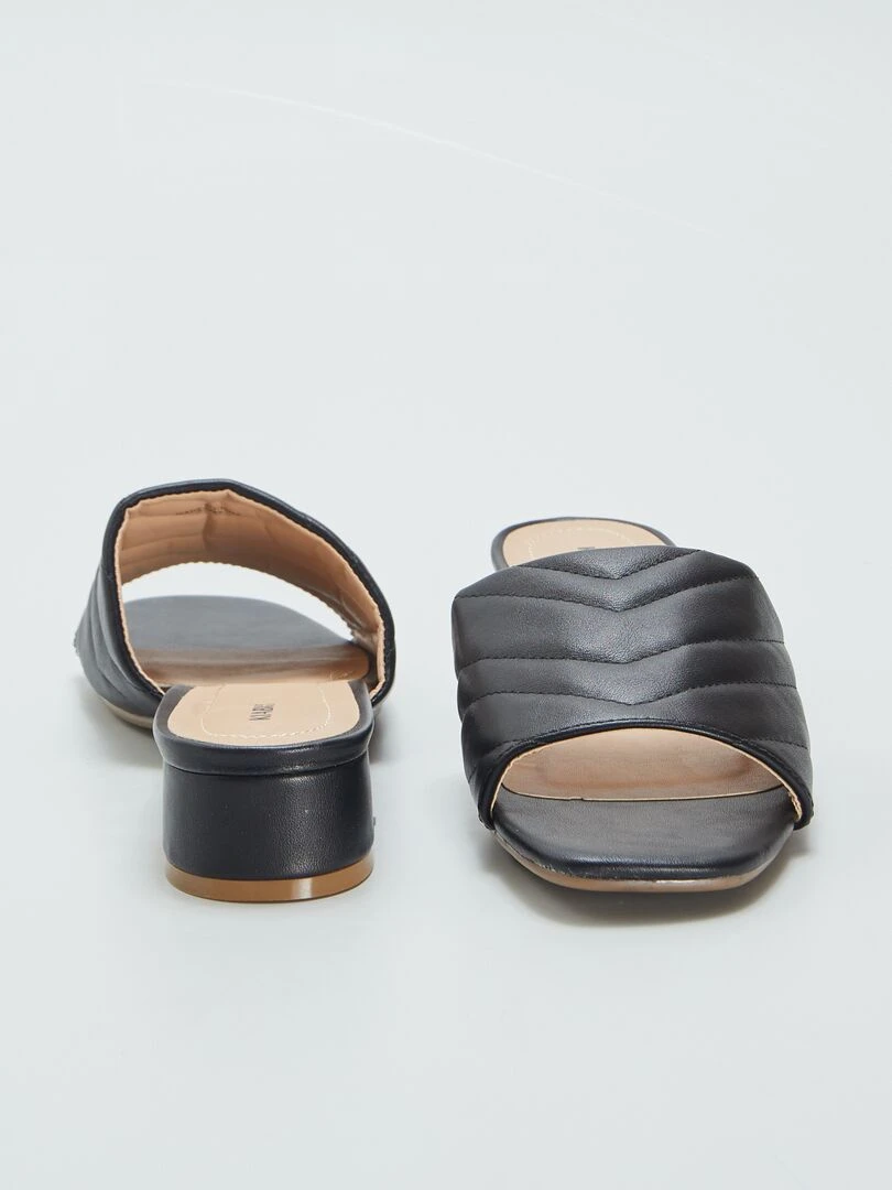 Mules à talons avec bride matelassée   Noir