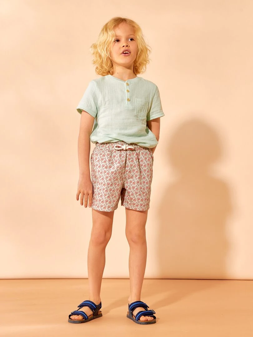 Short de bain imprimé   Vert/rouge