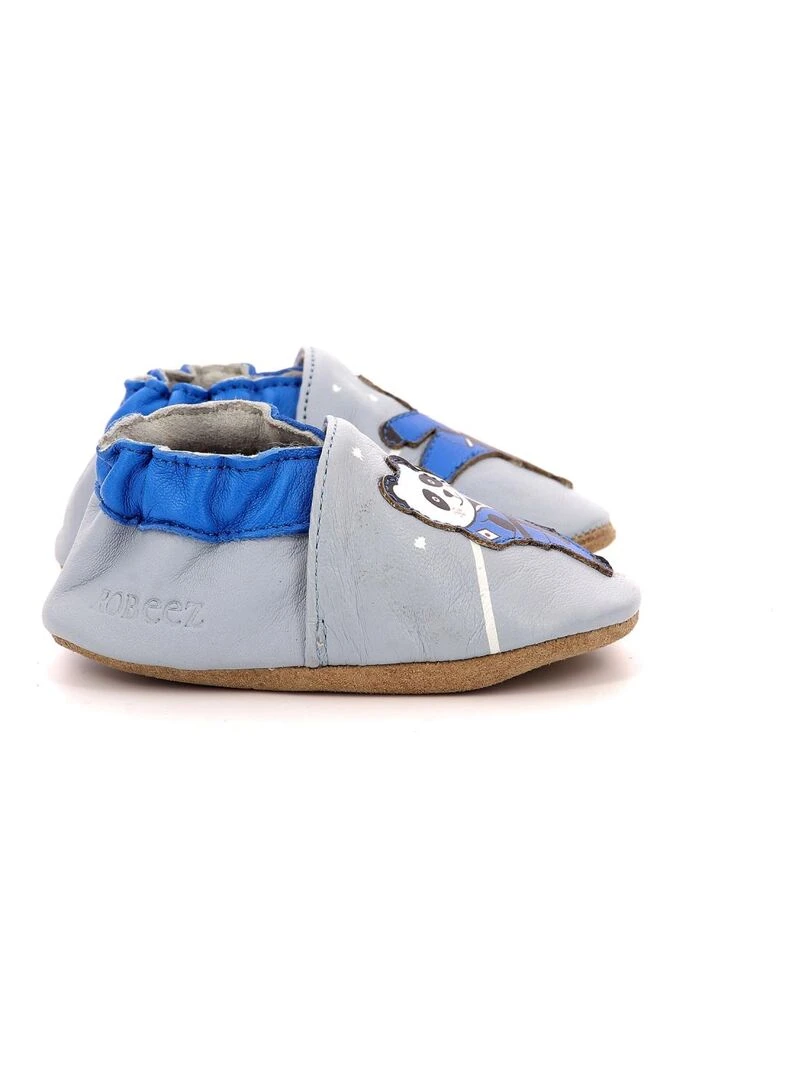 Chaussons Cuir Karate Panda Bleu