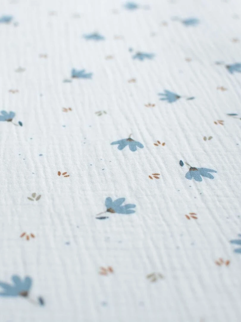 Maxi lange en gaze de coton Bleuet Blanc
