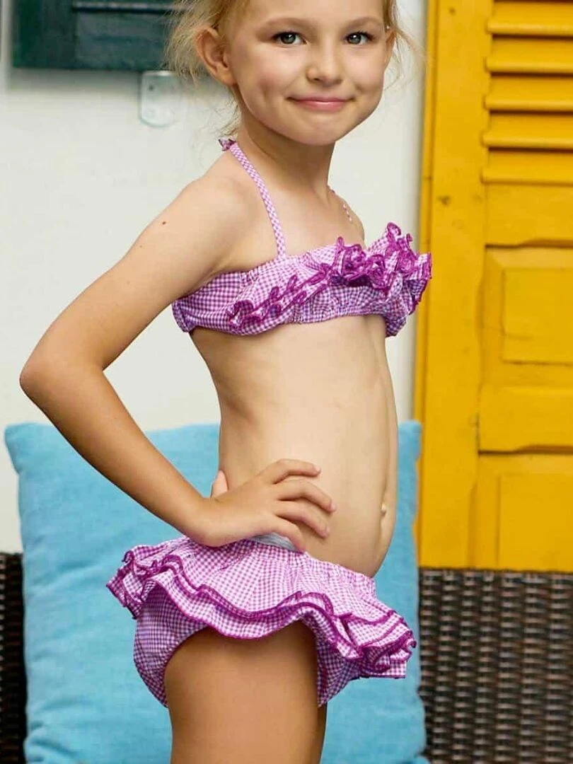Maillot de Bain 2 Pièces Fille Carrx Vichy Violet SWAN 'LA FAUTE A VOLTAIRE' Violet