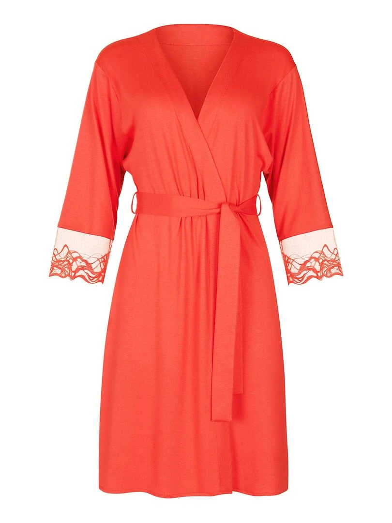 Déshabillé manches trois quarts Dione   Rouge