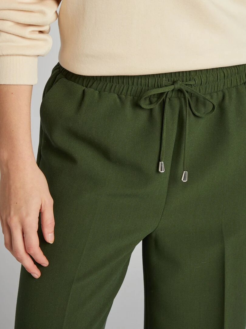 Pantalon droit avec liens à nouer   Vert