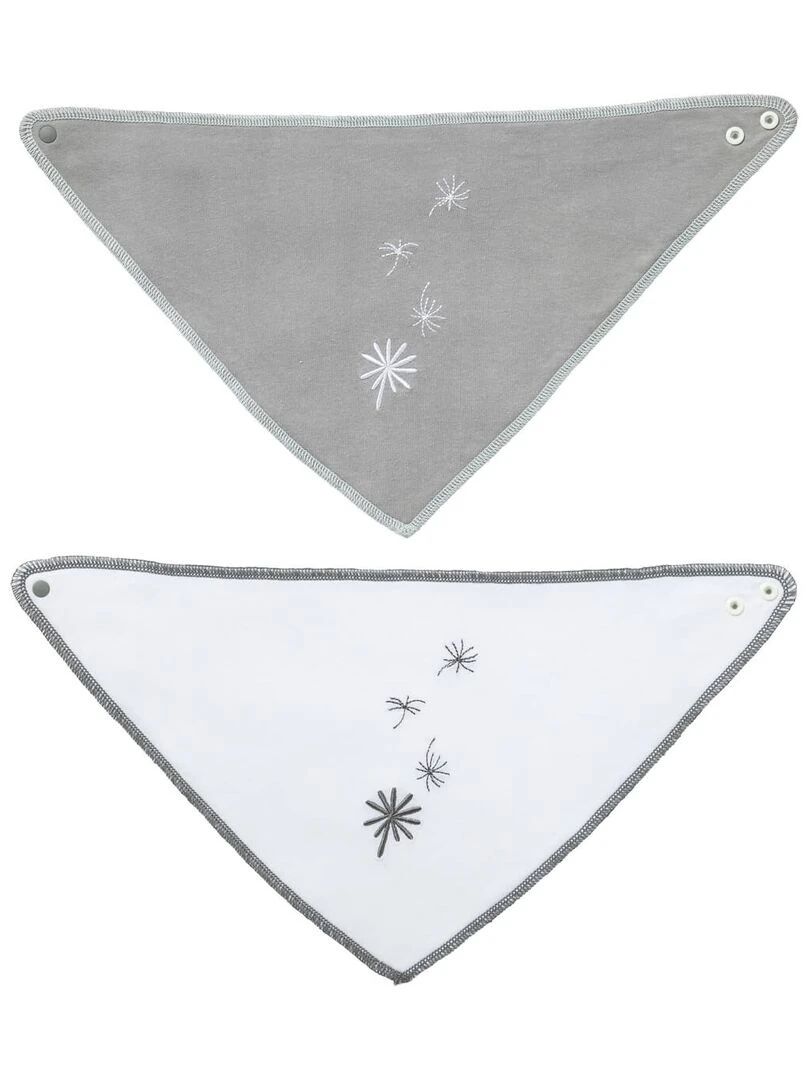 Lot de 2 bavoirs naissance bandana Jeune Pousse Bio Gris
