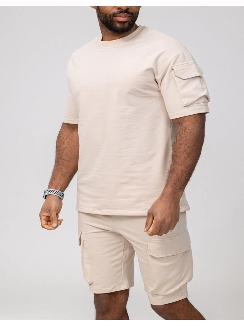 Ensemble Short T shirt Kebello Beige