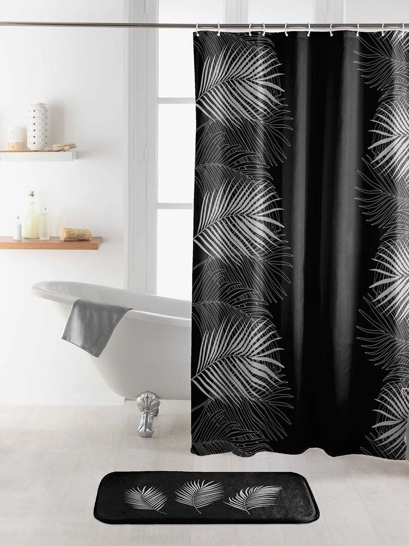 Rideau de douche 180x200 cm Orbella noir argent Noir