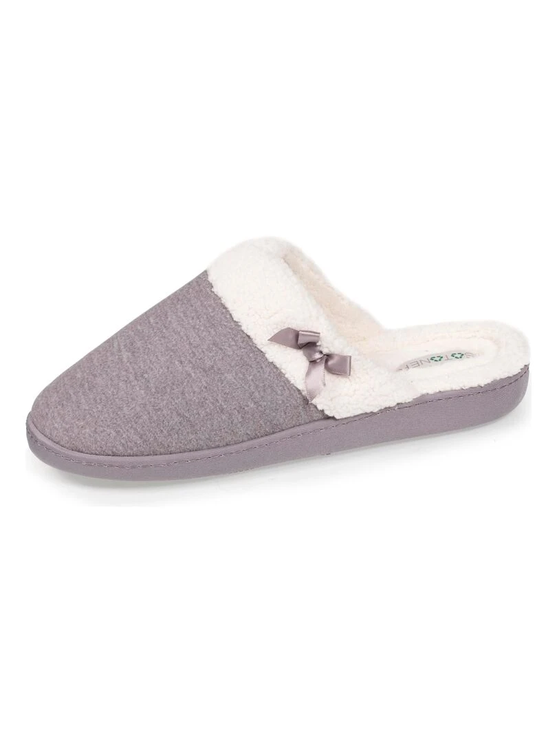 Chaussons mules recyclées Femme Gris Gris chiné