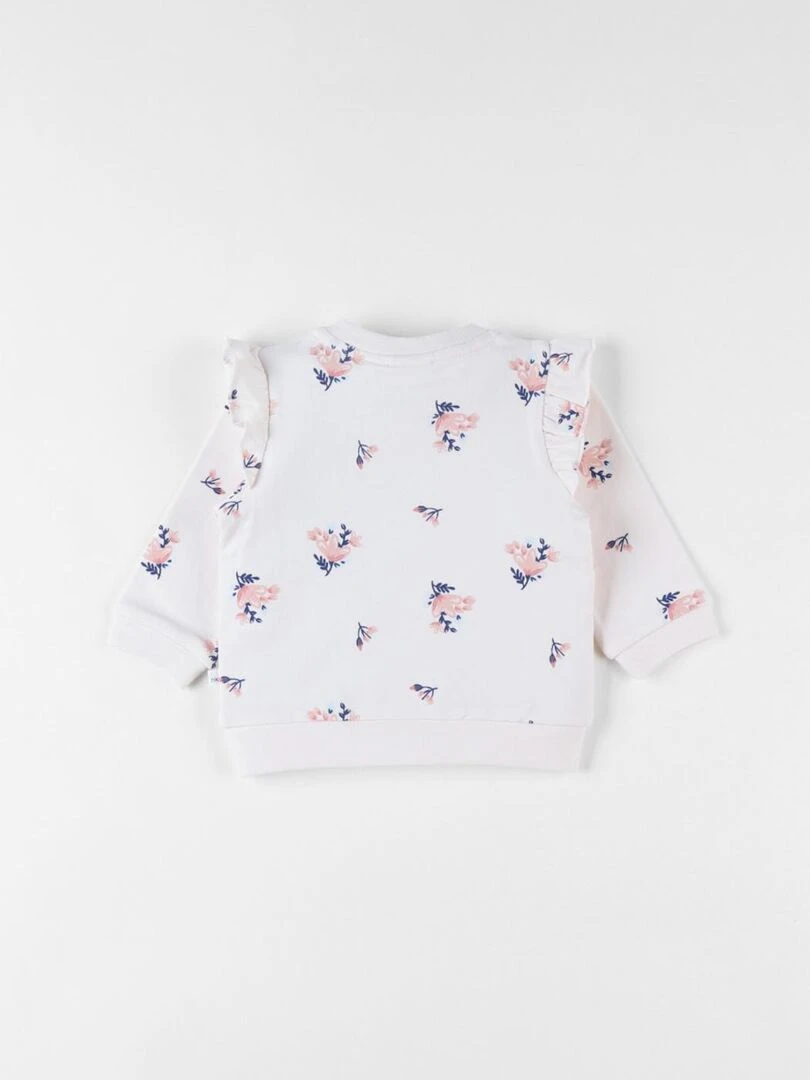 Sweat fleuri en molleton clair Noukie's Rose