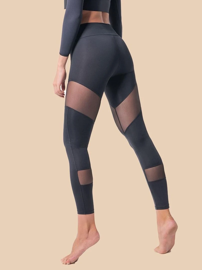 Legging Femme Fitness Taille haute  Chipre   Noir Noir