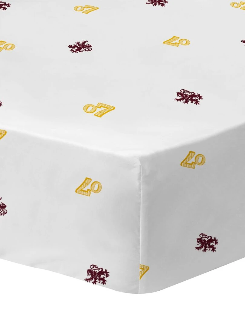 Drap housse imprimée 100% coton HARRY POTTER TEAM G Blanc
