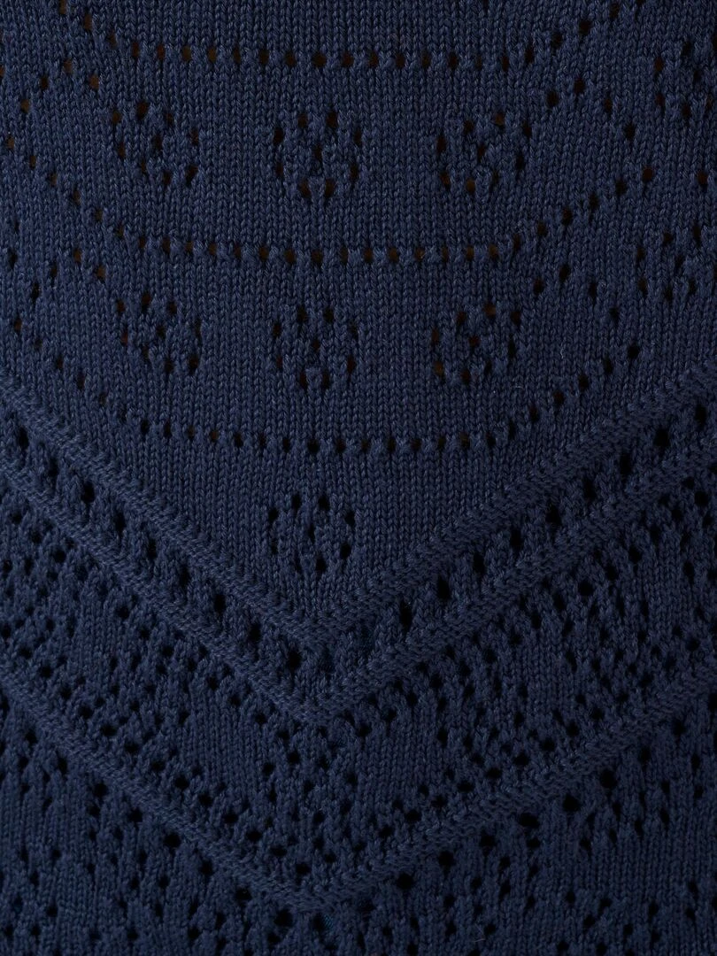 Pull maille ajourée manches aux coudes   Damart   Bleu marine